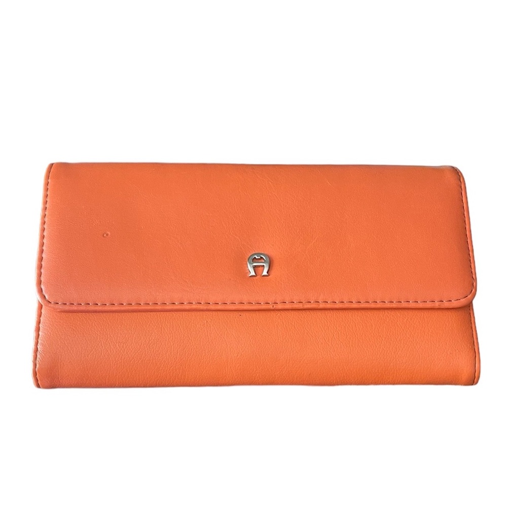 Vintage Etienne Aigner Leather Peachy Orange Wallet